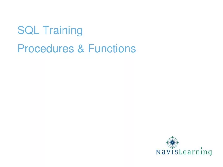 sql training procedures functions