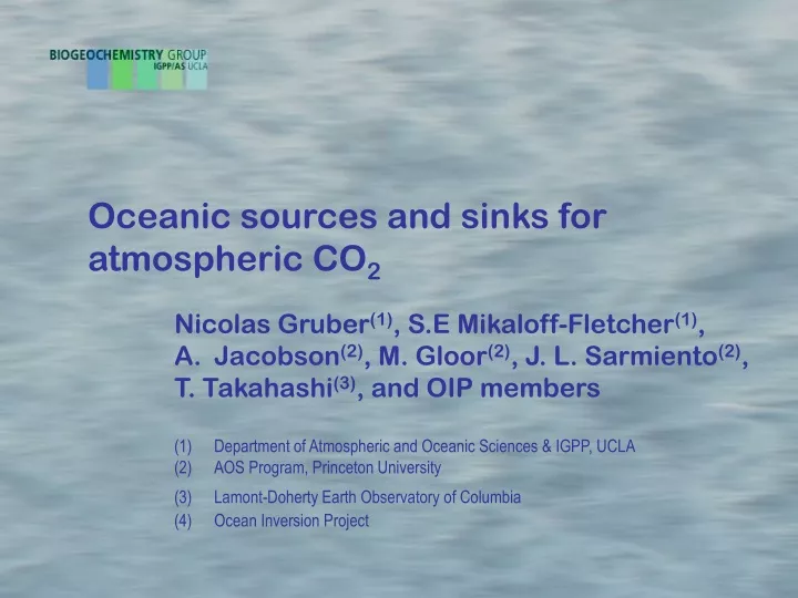 oceanic sources and sinks for atmospheric co 2