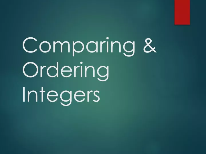 comparing ordering integers