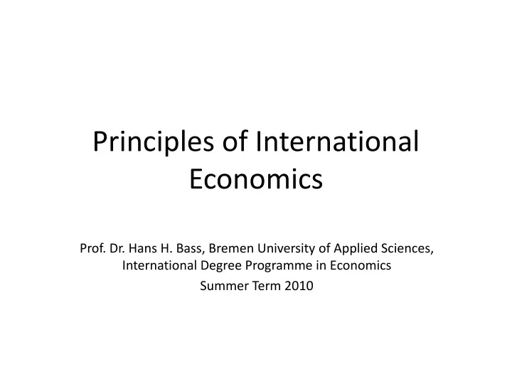 principles of international economics