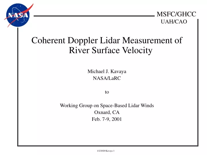coherent doppler lidar measurement of river