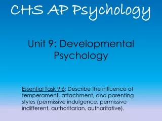 Unit 9: Developmental Psychology