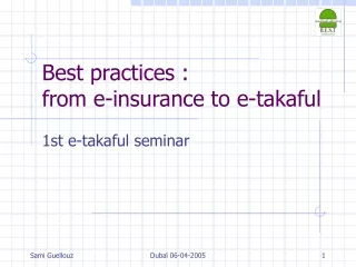 Best practices :  from e-insurance to e-takaful