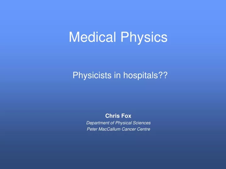 medical physics