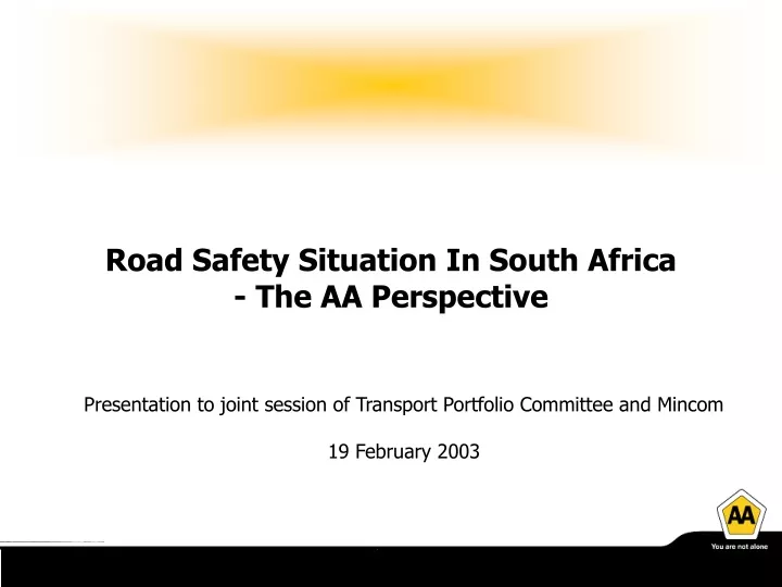 road safety situation in south africa the aa perspective