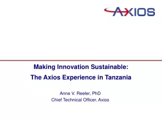 Making Innovation Sustainable: The Axios Experience in Tanzania