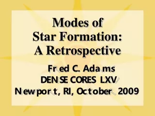 Modes of Star Formation: A Retrospective