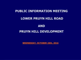 PUBLIC INFORMATION MEETING  LOWER PRUYN HILL ROAD  AND  PRUYN HILL DEVELOPMENT