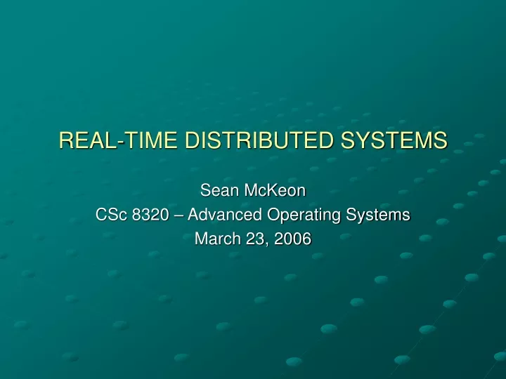 real time distributed systems