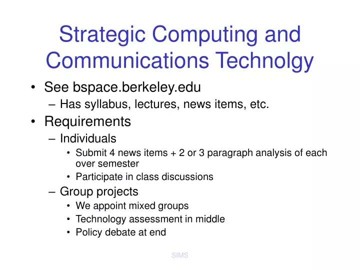 strategic computing and communications technolgy