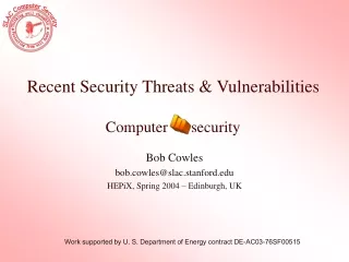 Recent Security Threats &amp; Vulnerabilities Computer      security