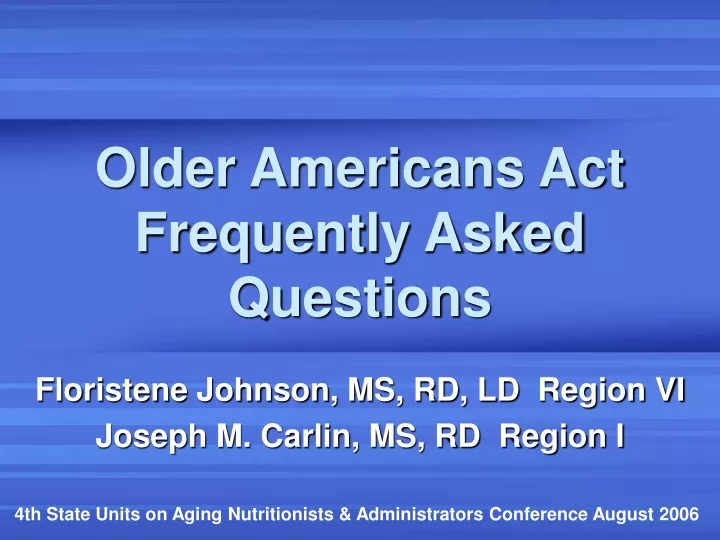 older americans act frequently asked questions