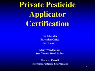 Private Pesticide Applicator Certification