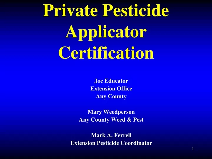 private pesticide applicator certification