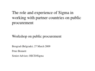The role and experience of Sigma in working with partner countries on public procurement