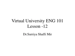 Virtual University ENG 101 Lesson -12