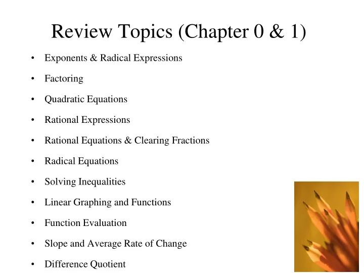 review topics chapter 0 1