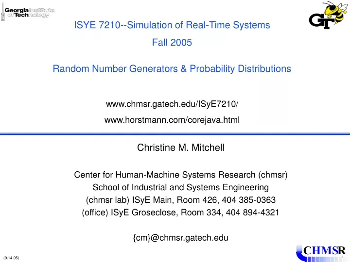 isye 7210 simulation of real time systems fall