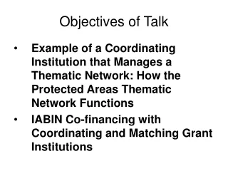 Objectives of Talk