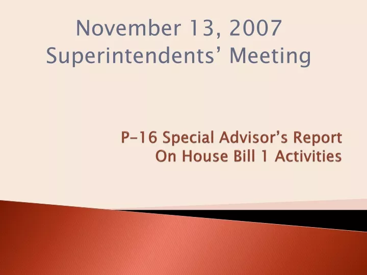p 16 special advisor s report on house bill 1 activities
