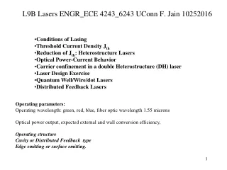 L9B  Lasers ENGR_ ECE 4243_6243  UConn F. Jain  10252016