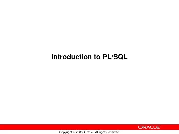 introduction to pl sql