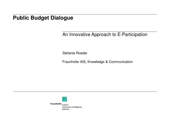 public budget dialogue