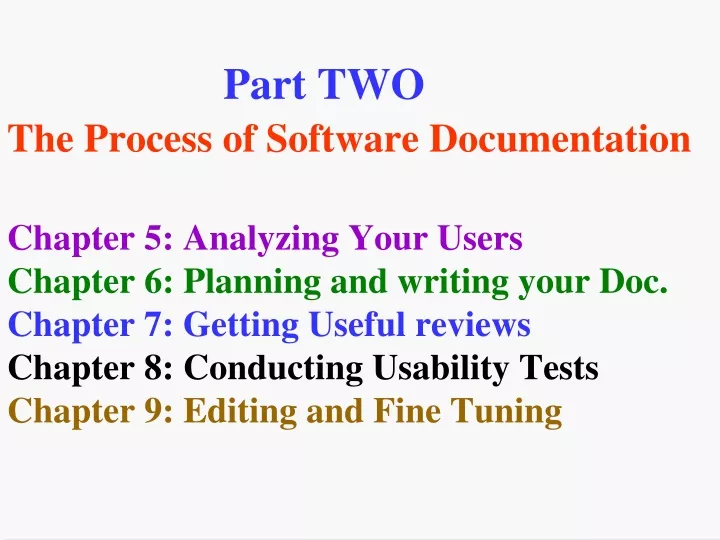 part two the process of software documentation