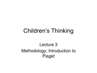 Children’s Thinking