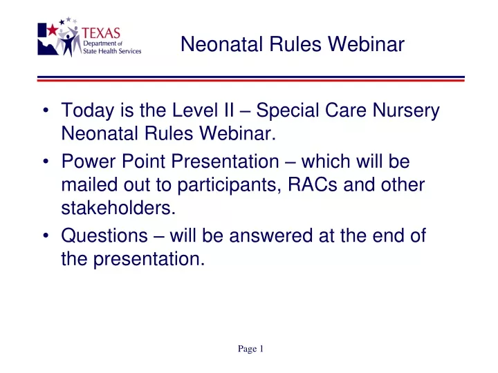 neonatal rules webinar