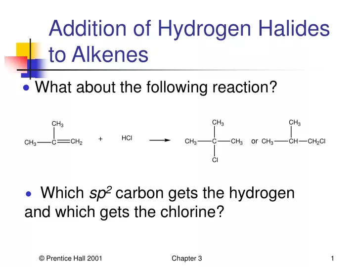 addition of hydrogen halides to alkenes