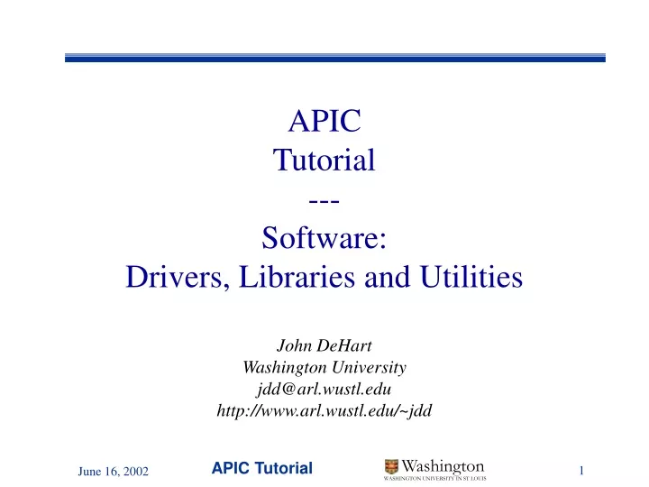 apic tutorial software drivers libraries