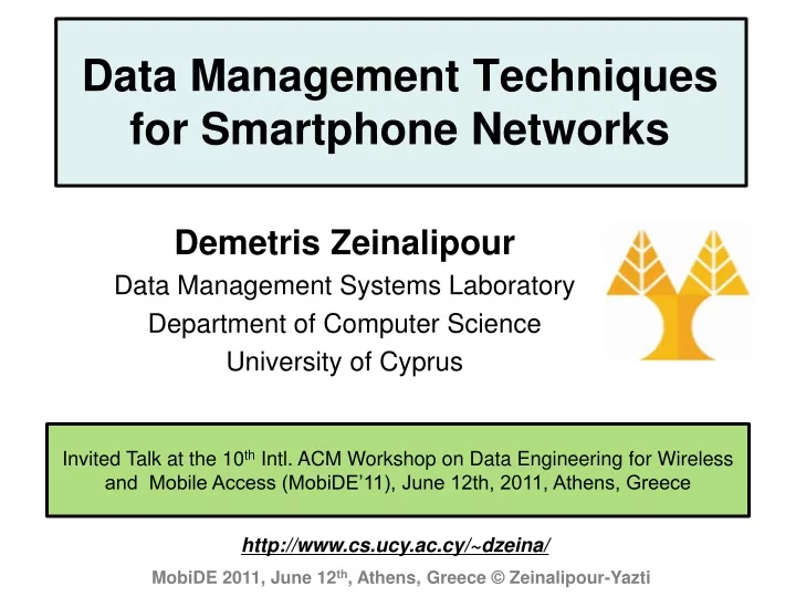 data management techniques for smartphone networks
