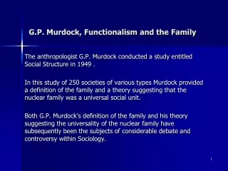G.P. Murdock, Functionalism and the Family