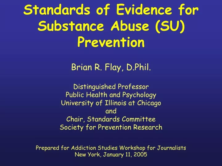 standards of evidence for substance abuse su prevention