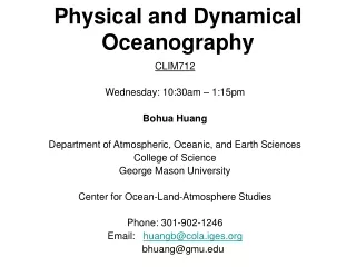 Physical and Dynamical Oceanography