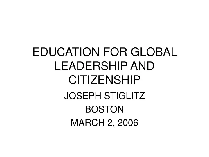 education for global leadership and citizenship