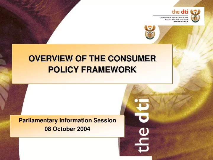 overview of the consumer policy framework