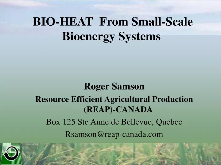 bio heat from small scale bioenergy systems