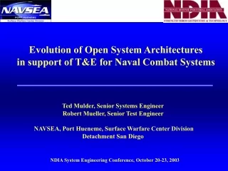 Evolution of Open System Architectures in support of T&amp;E for Naval Combat Systems