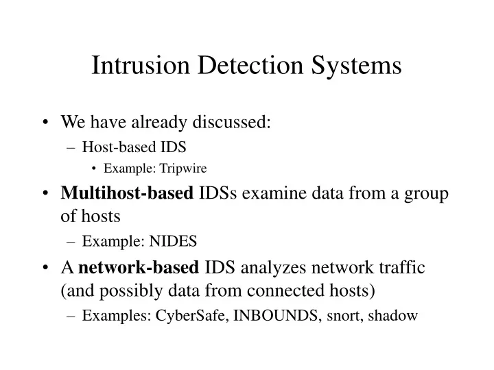 intrusion detection systems