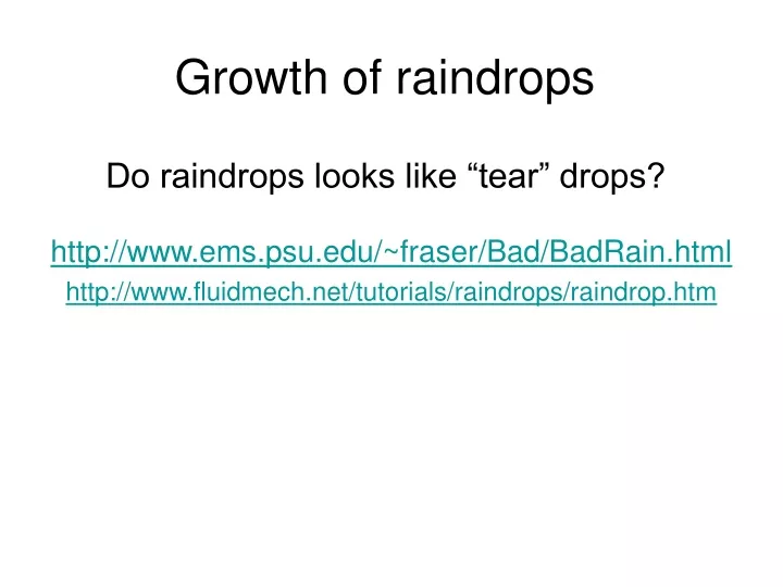 growth of raindrops