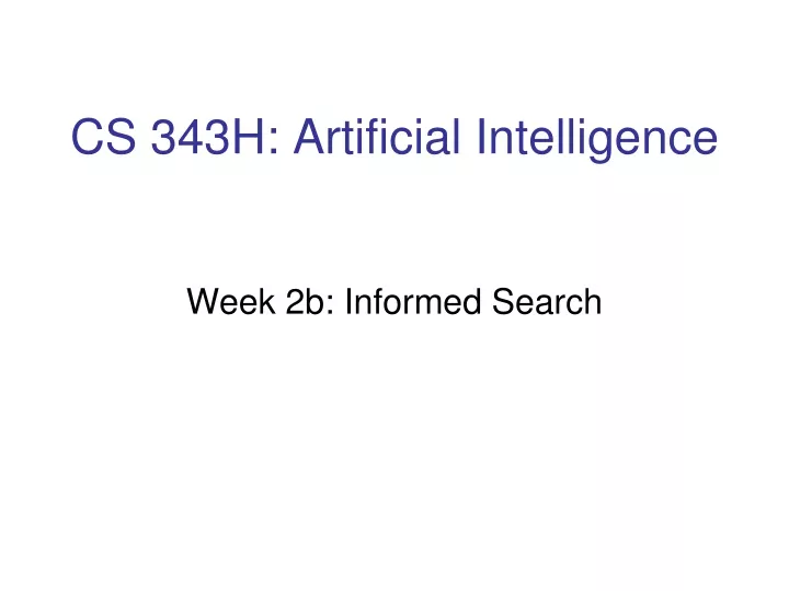 cs 343h artificial intelligence
