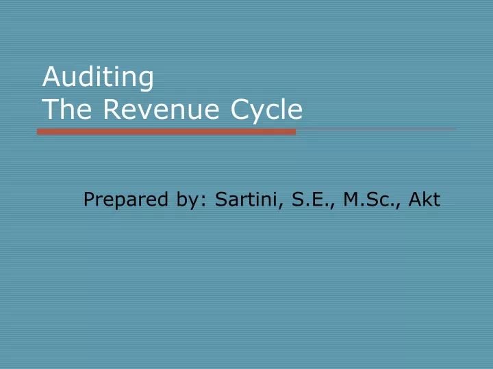 auditing the revenue cycle