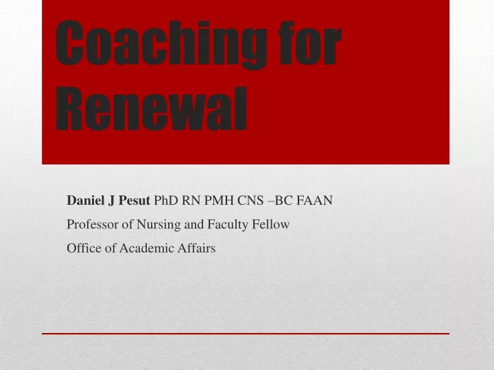 coaching for renewal