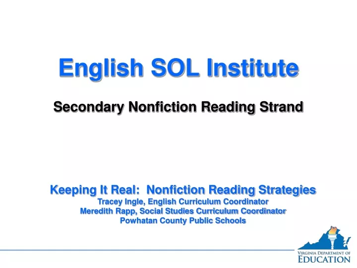english sol institute secondary nonfiction