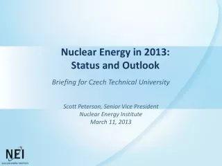 Nuclear Energy in  2013: Status and Outlook