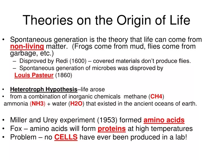 theories on the origin of life