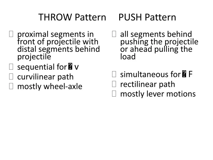 throw pattern push pattern