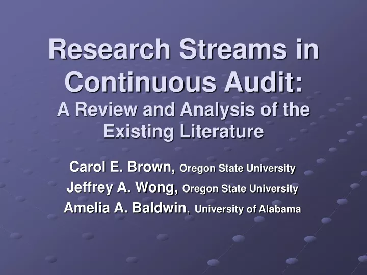 research streams in continuous audit a review and analysis of the existing literature